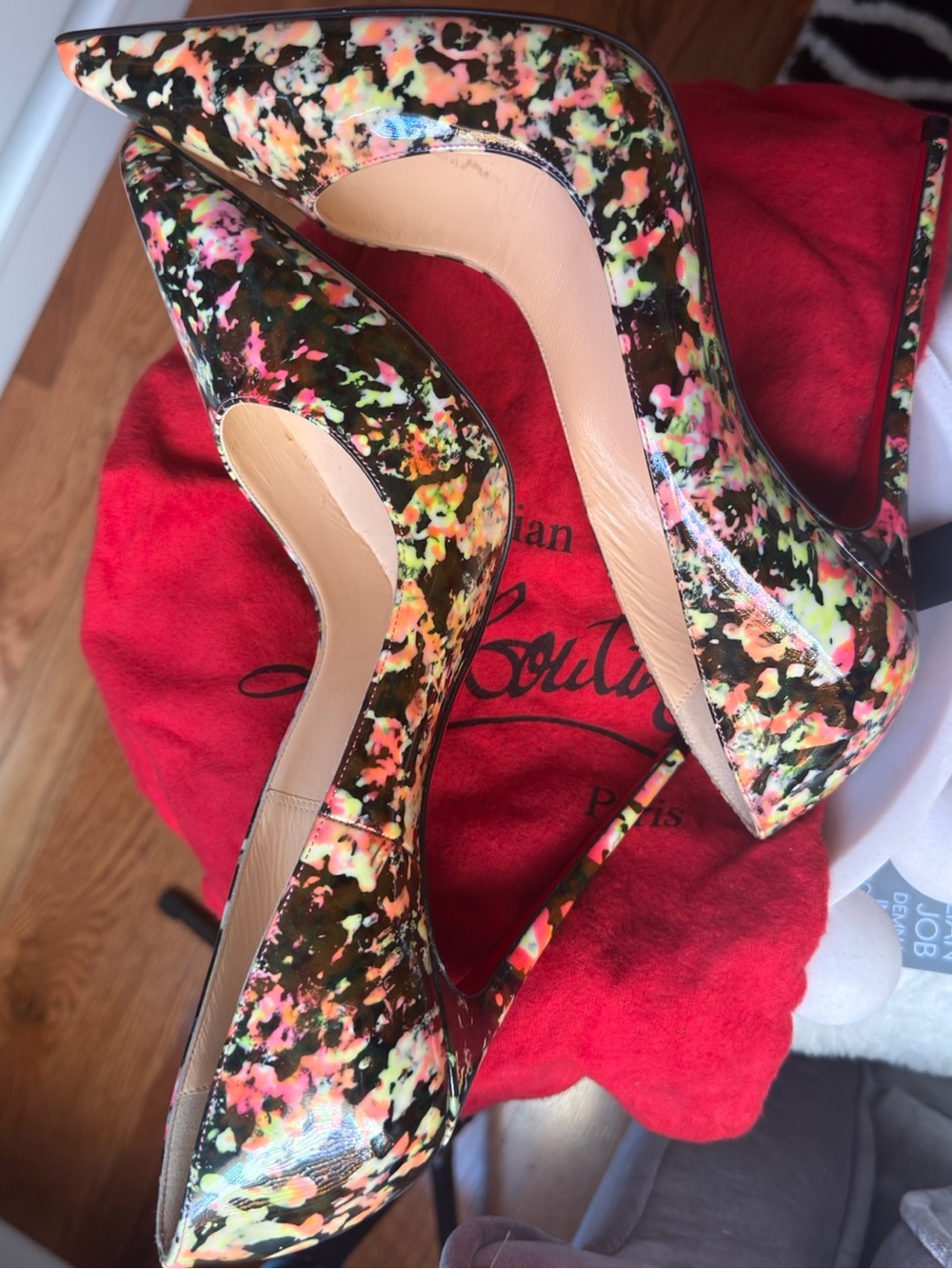 Christian Louboutin Multicolor Neon Splatter Patent Leather Pumps